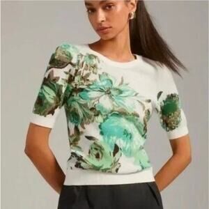 Maeve By Anthropologie Short Sleeves Sweater Harmon Jacquard. Size S. Ret. $98